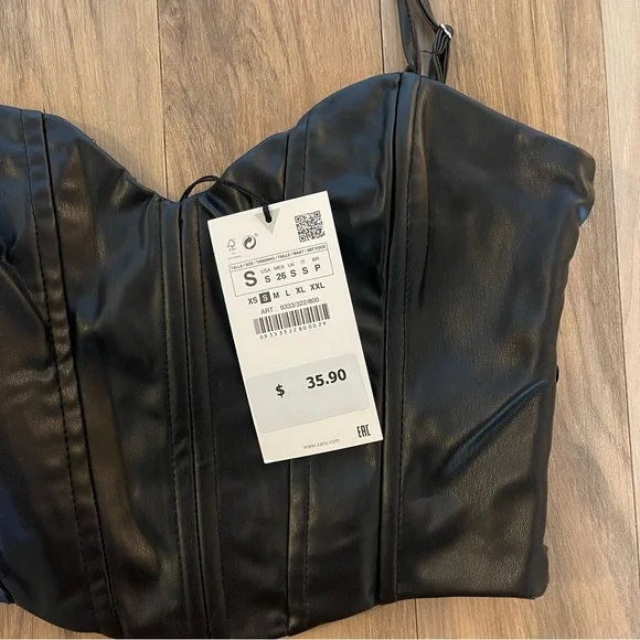 Zara Fake Leather Crop Top - Picture 2 of 6